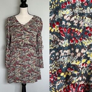 PARKER Silk Dress Mini Elastic Waist multicolor sz Small